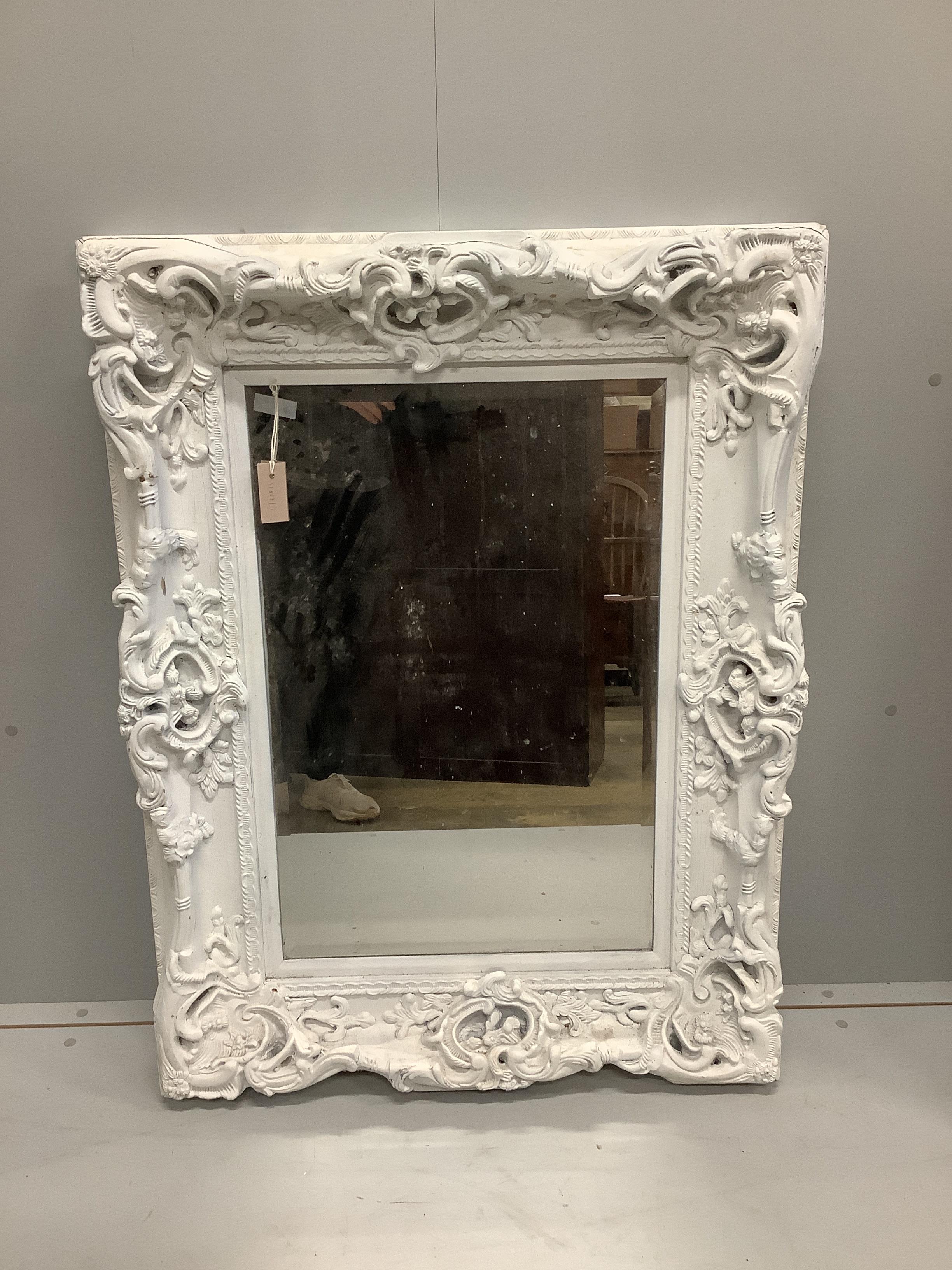 A Victorian style rectangular painted wall mirror, width 82cm, height 109cm